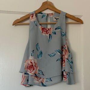Show Me Your MuMu Floral Layered Blouse - Blue and Pink